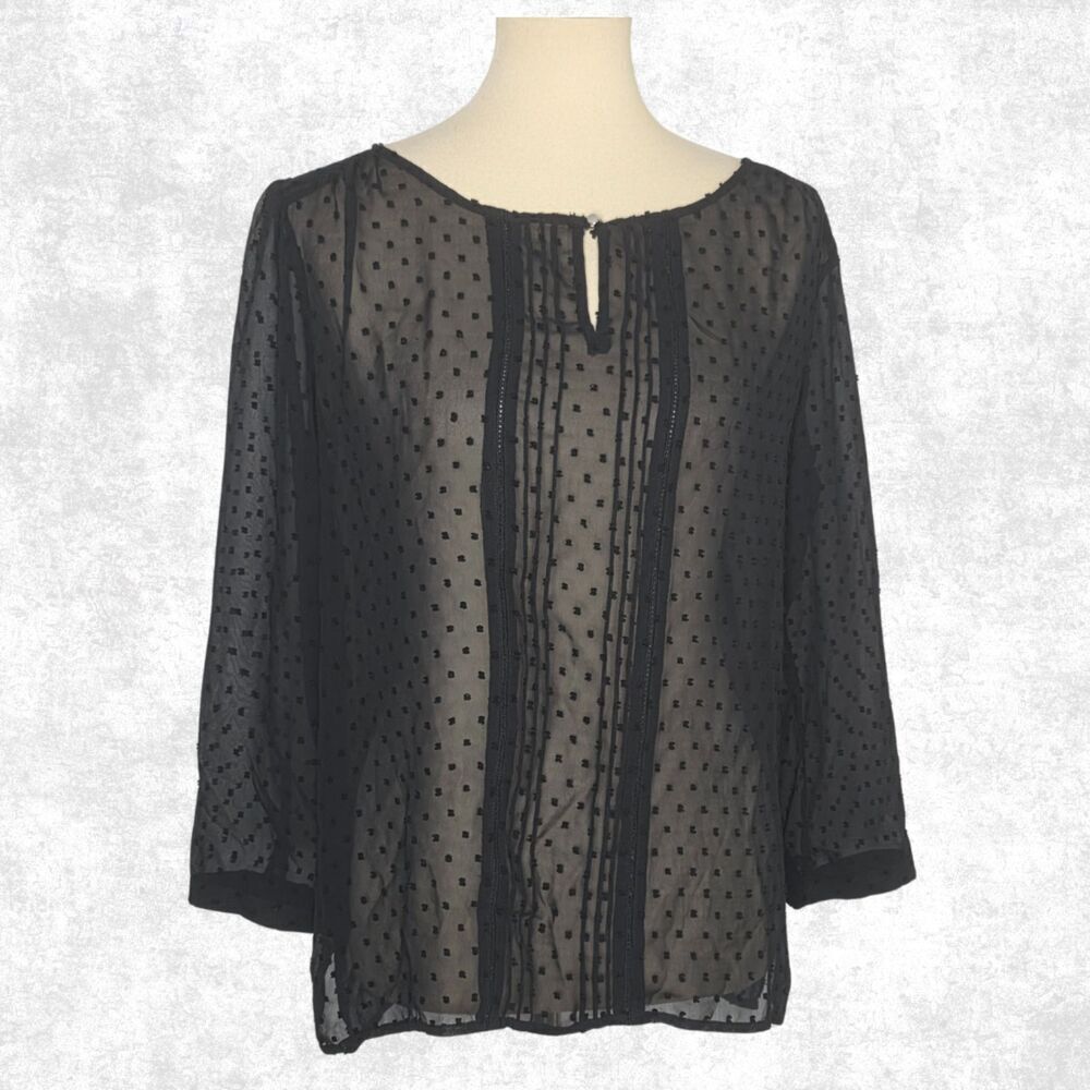 Black Sheer Swiss Dot New York & Company  Size M  Wednesday Addams Dark Academia